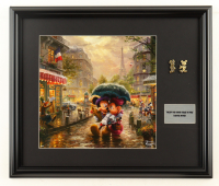 Thomas Kinkade Walt Disney's "Mickey & Minnie Mouse in Paris" Custom Framed Print Display With (2) Mickey & Minnie Brass Pins at PristineAuction.com