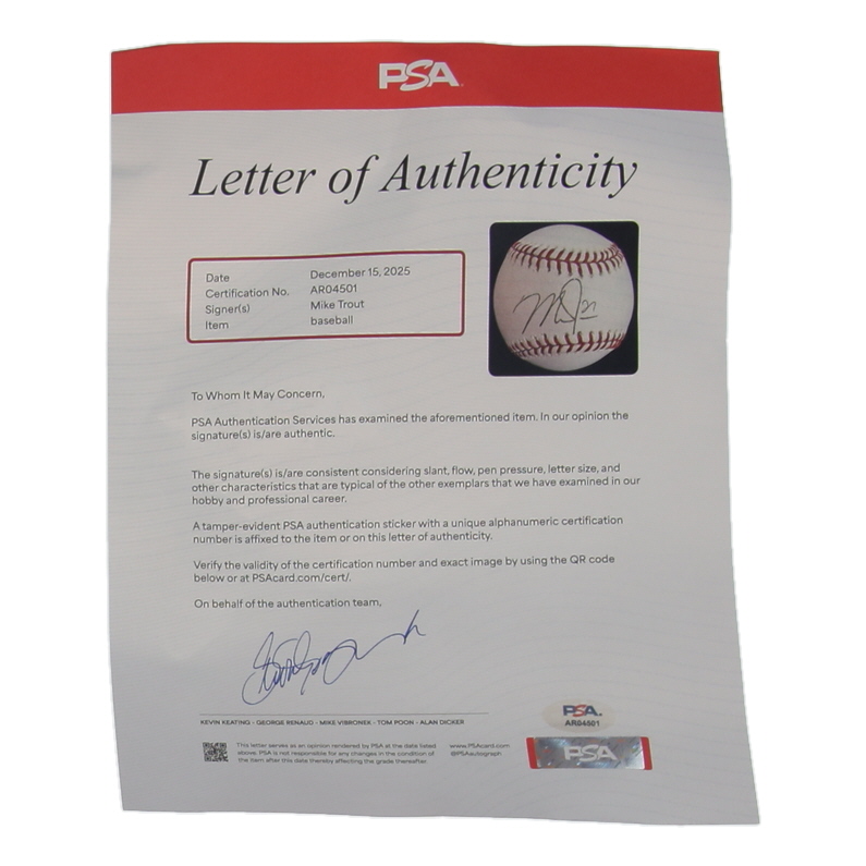 Mike Trout Signed OML Baseball (PSA) at PristineAuction.com Mike Trout Signed OML Baseball (PSA) at PristineAuction.com