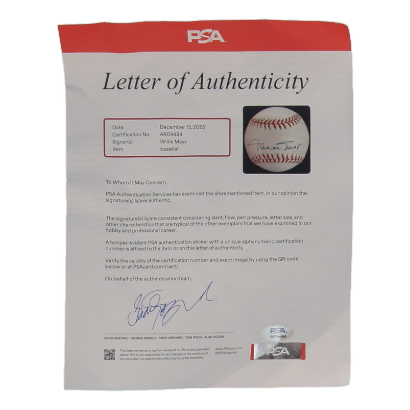 Willie Mays Signed ONL Baseball (PSA) at PristineAuction.com Willie Mays Signed ONL Baseball (PSA) at PristineAuction.com