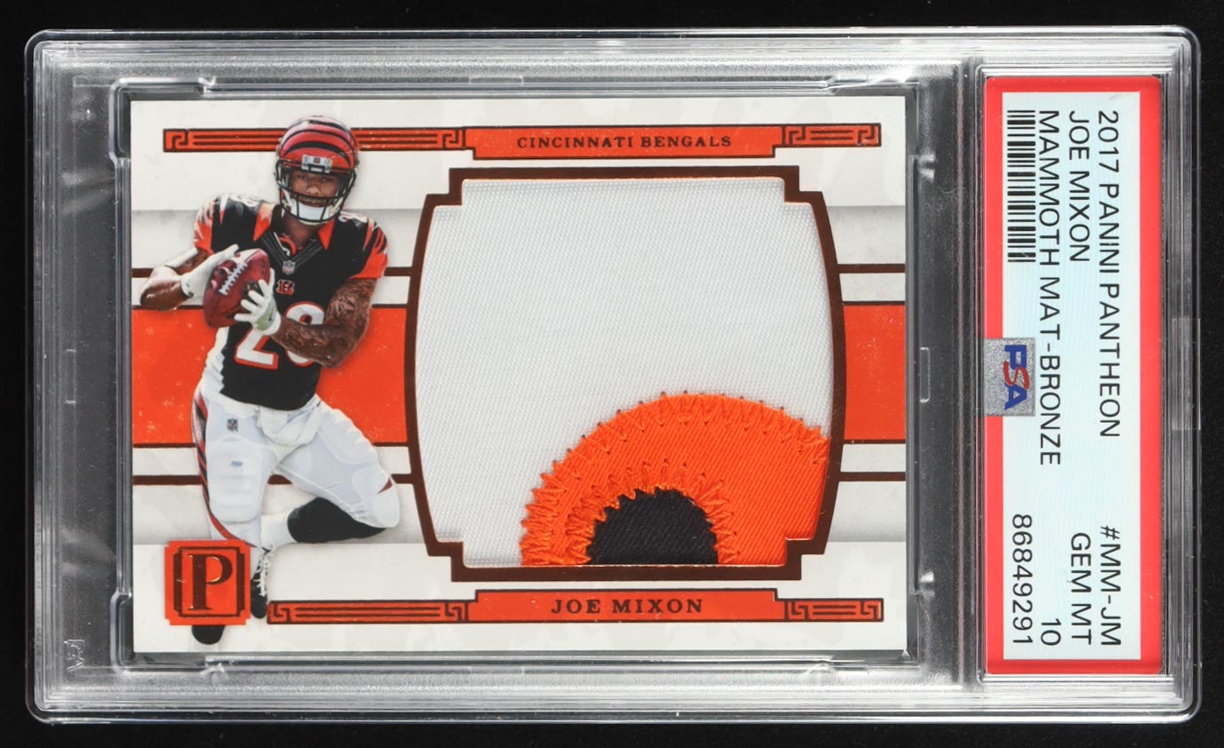 Joe Mixon 2017 Panini Pantheon Mammoth Materials Bronze #12 #08/25 RC (PSA 10) at PristineAuction.com Joe Mixon 2017 Panini Pantheon Mammoth Materials Bronze #12 #08/25 RC (PSA 10) at PristineAuction.com