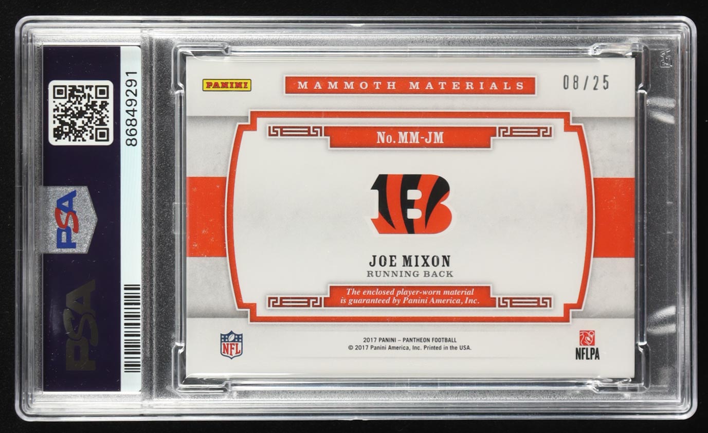 Joe Mixon 2017 Panini Pantheon Mammoth Materials Bronze #12 #08/25 RC (PSA 10) at PristineAuction.com Joe Mixon 2017 Panini Pantheon Mammoth Materials Bronze #12 #08/25 RC (PSA 10) at PristineAuction.com