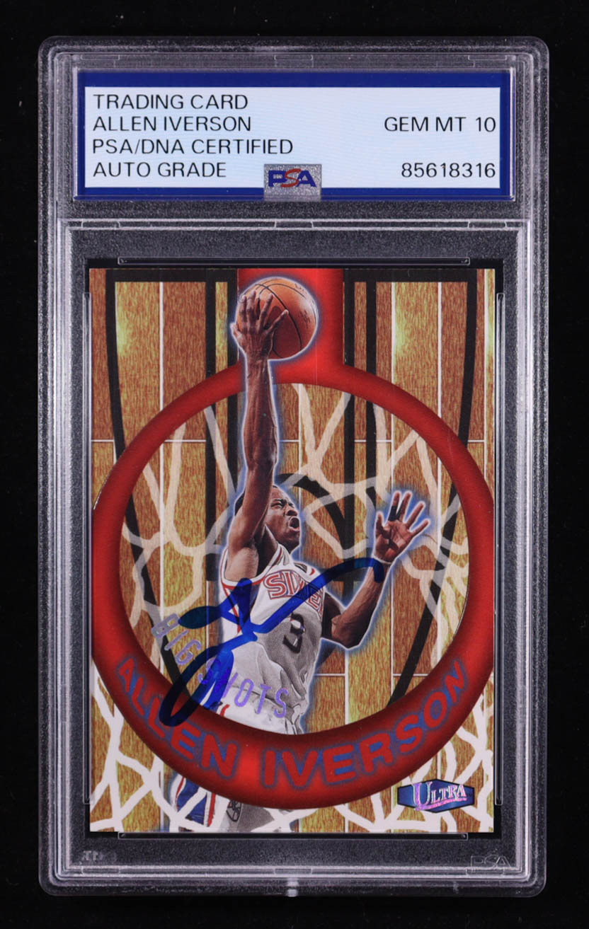 Allen Iverson Signed 1997-98 Ultra Big Shots #2 (PSA | Autograph Grade 10) at PristineAuction.com Allen Iverson Signed 1997-98 Ultra Big Shots #2 (PSA | Autograph Grade 10) at PristineAuction.com