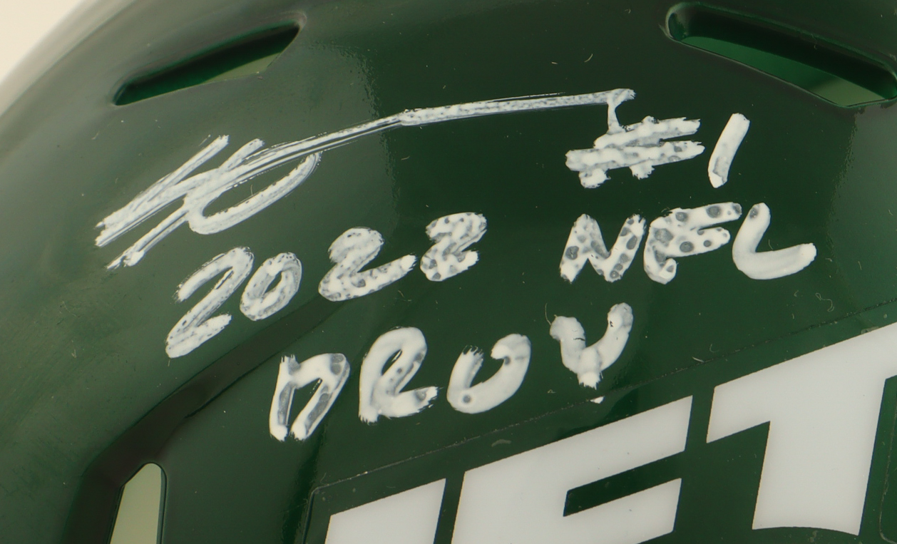 Sauce Gardner Signed Jets Speed Mini Helmet Inscribed "2022 NFL DROY" (Fanatics) at PristineAuction.com Sauce Gardner Signed Jets Speed Mini Helmet Inscribed "2022 NFL DROY" (Fanatics) at PristineAuction.com