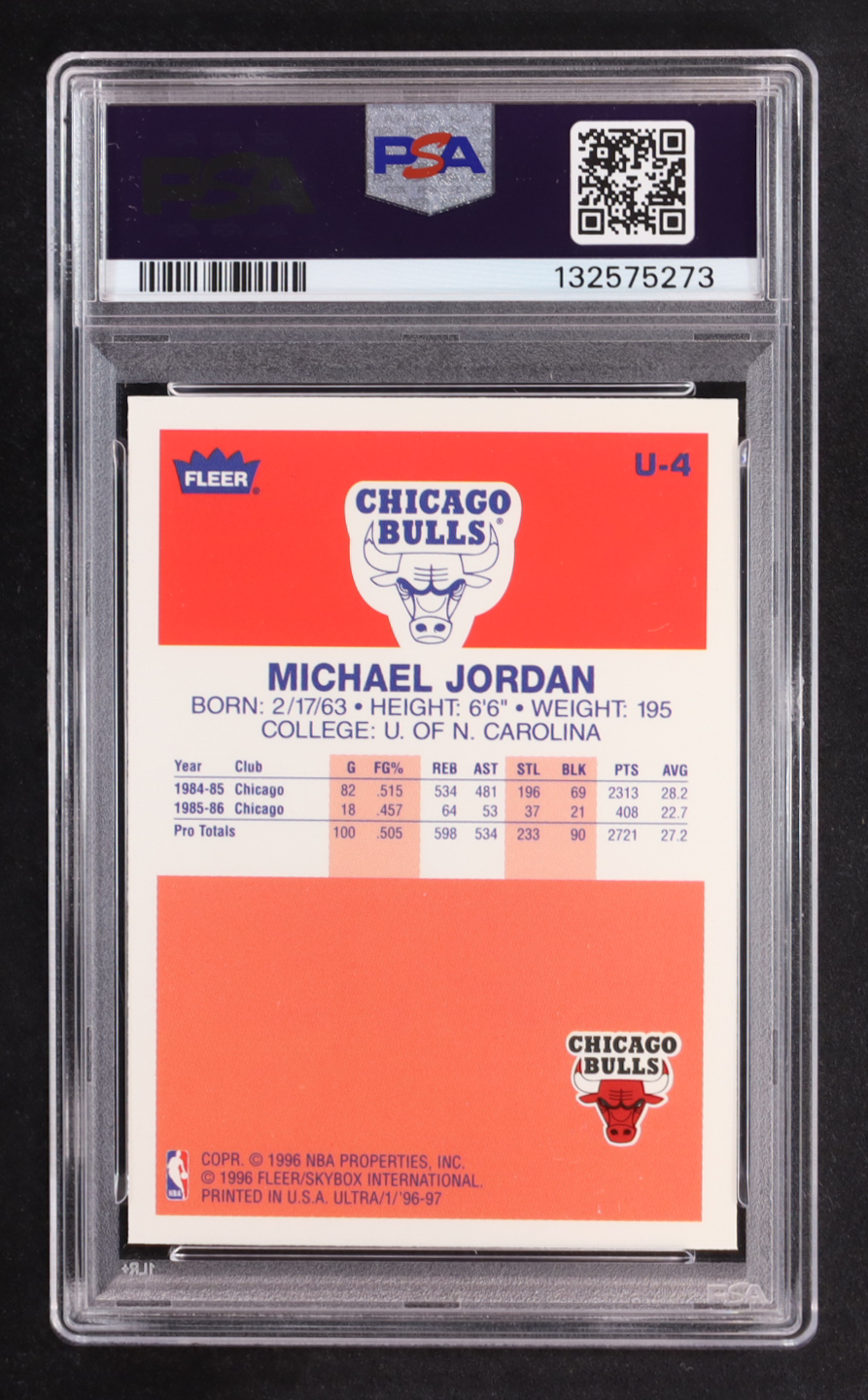 Michael Jordan 1996-97 Ultra Decade of Excellence #U4 (PSA 9) at PristineAuction.com Michael Jordan 1996-97 Ultra Decade of Excellence #U4 (PSA 9) at PristineAuction.com