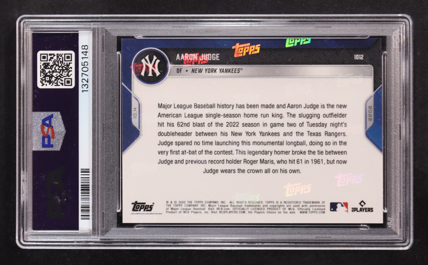Aaron Judge 2022 Topps Now #1012 (PSA 10) at PristineAuction.com Aaron Judge 2022 Topps Now #1012 (PSA 10) at PristineAuction.com