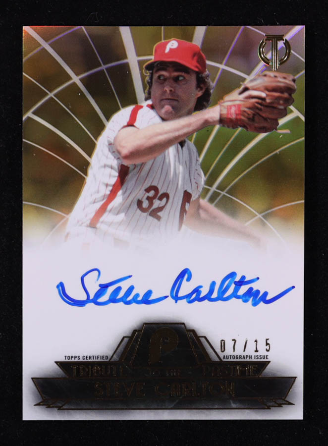 Steve Carlton 2014 Topps Tribute Tribute to the Pastime Autographs Gold #TPTSC #07/15 at PristineAuction.com Steve Carlton 2014 Topps Tribute Tribute to the Pastime Autographs Gold #TPTSC #07/15 at PristineAuction.com