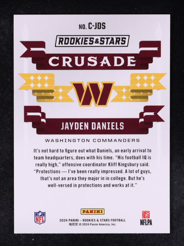 Jayden Daniels 2024 Rookies and Stars Crusade Silver #27 RC at PristineAuction.com Jayden Daniels 2024 Rookies and Stars Crusade Silver #27 RC at PristineAuction.com