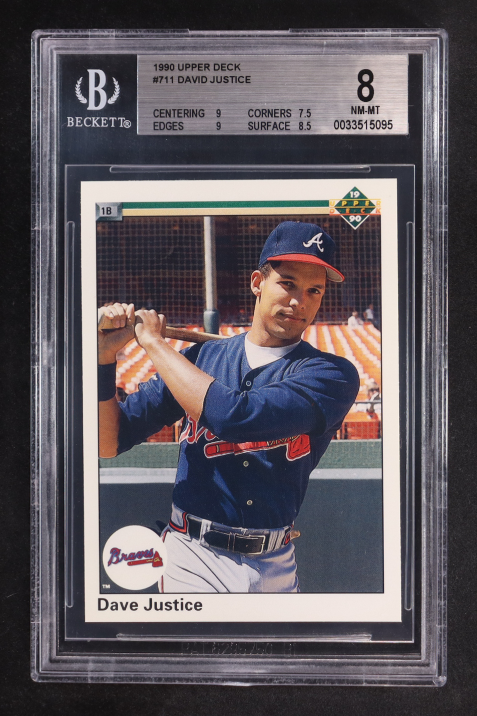 David Justice 1990 Upper Deck #711 RC (BGS 8) at PristineAuction.com David Justice 1990 Upper Deck #711 RC (BGS 8) at PristineAuction.com