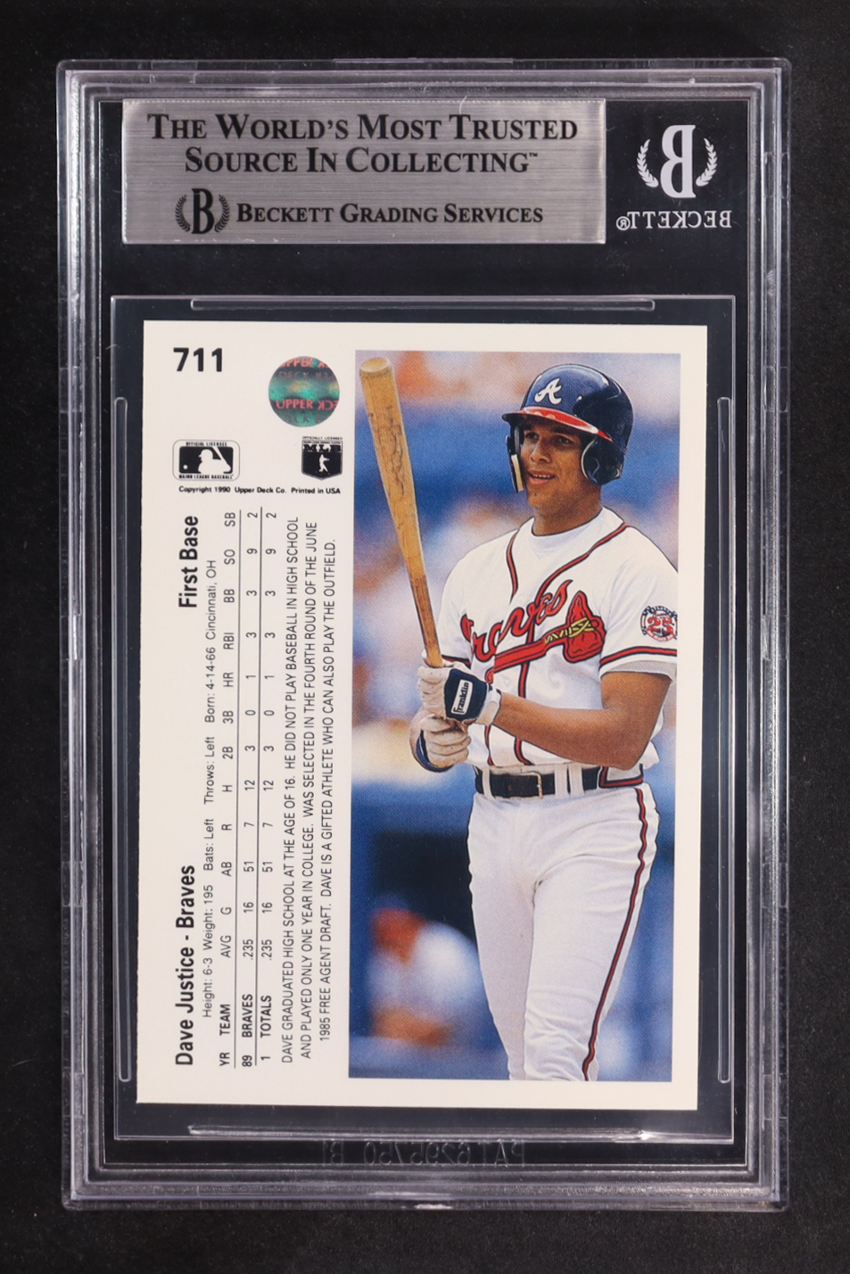 David Justice 1990 Upper Deck #711 RC (BGS 8) at PristineAuction.com David Justice 1990 Upper Deck #711 RC (BGS 8) at PristineAuction.com