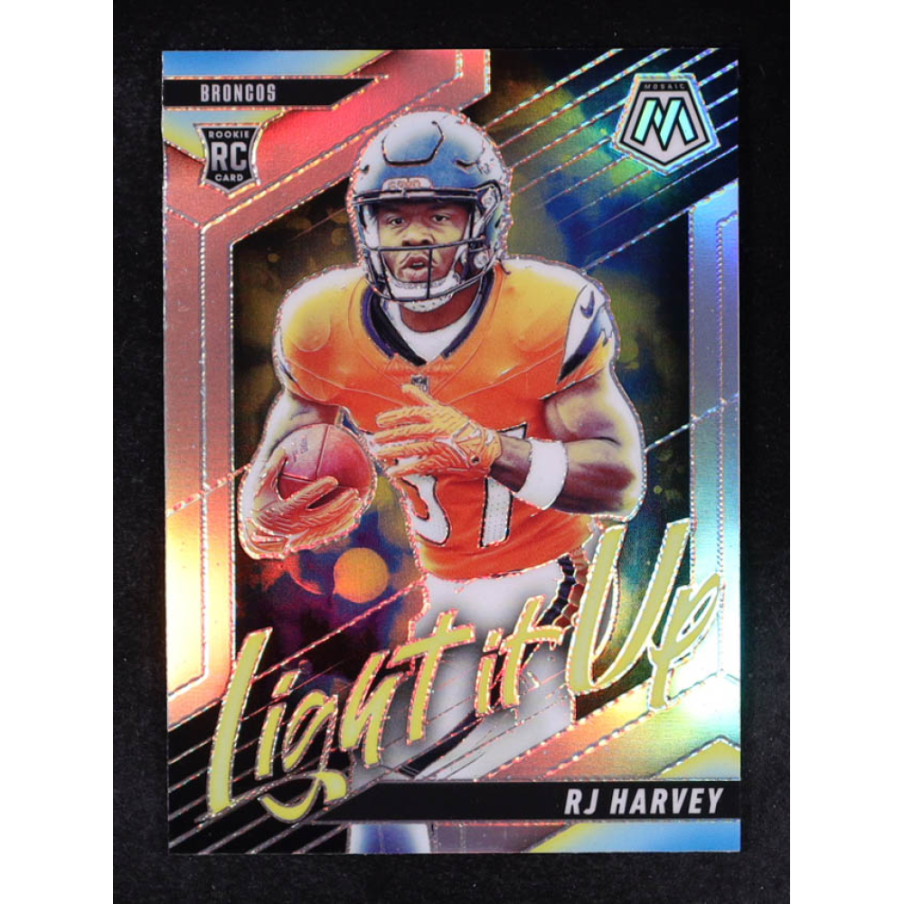 RJ Harvey 2025 Panini Mosaic Light it Up Silver #18 RC at PristineAuction.com