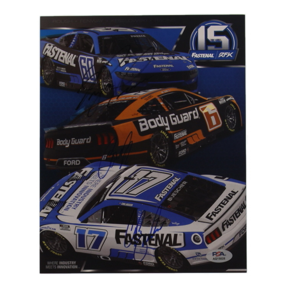 Brad Keselowski, Chris Buescher & Ryan Preece Signed NASCAR 8x10 Photo (PSA) at PristineAuction.com