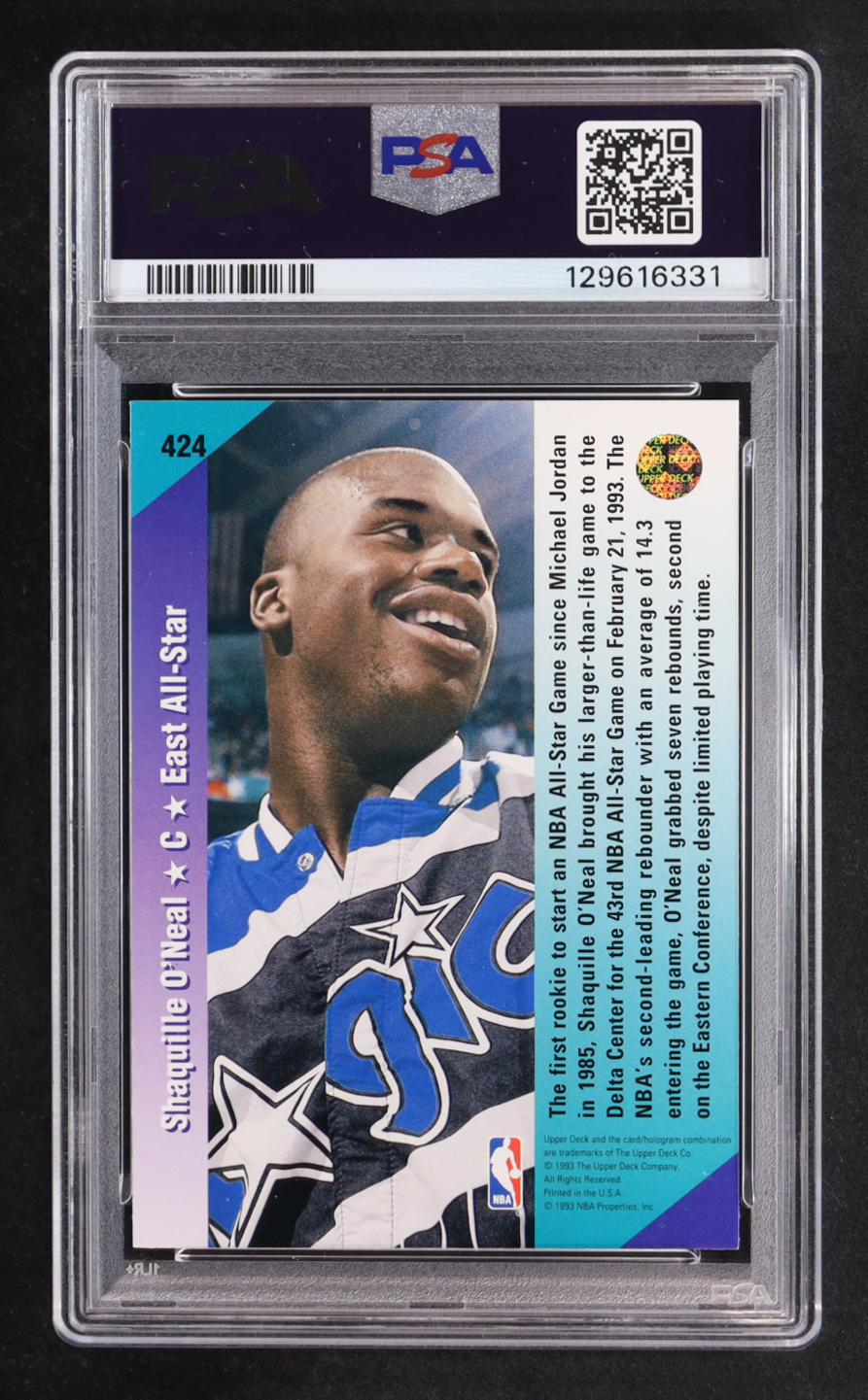 Shaquille O'Neal 1992-93 Upper Deck #424 RC (PSA 10) at PristineAuction.com Shaquille O'Neal 1992-93 Upper Deck #424 RC (PSA 10) at PristineAuction.com