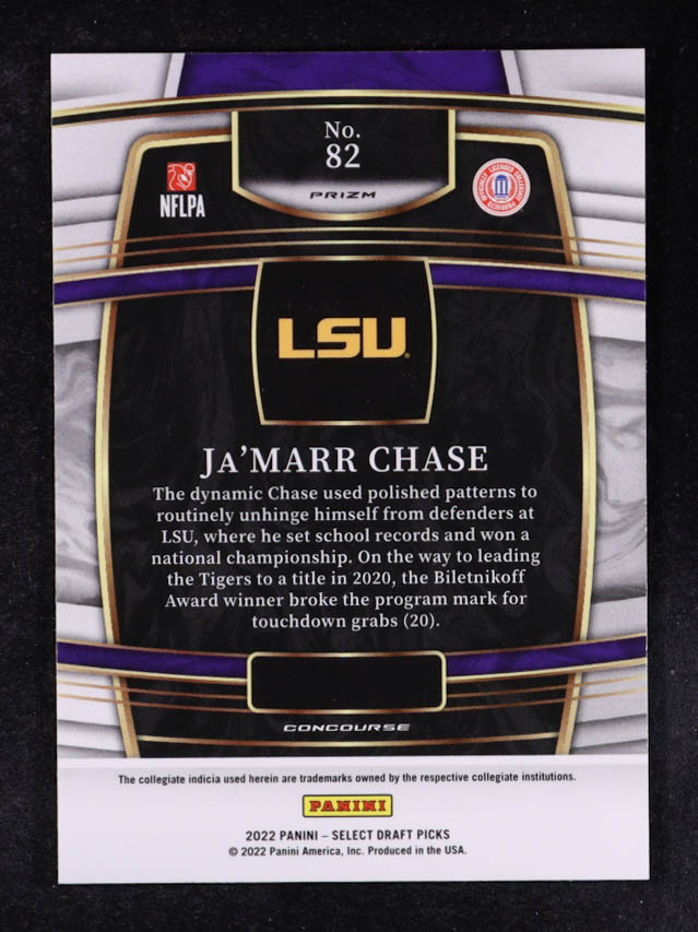 Ja'Marr Chase 2022 Select Draft Picks Prizms Gold Lazer #82 at PristineAuction.com Ja'Marr Chase 2022 Select Draft Picks Prizms Gold Lazer #82 at PristineAuction.com