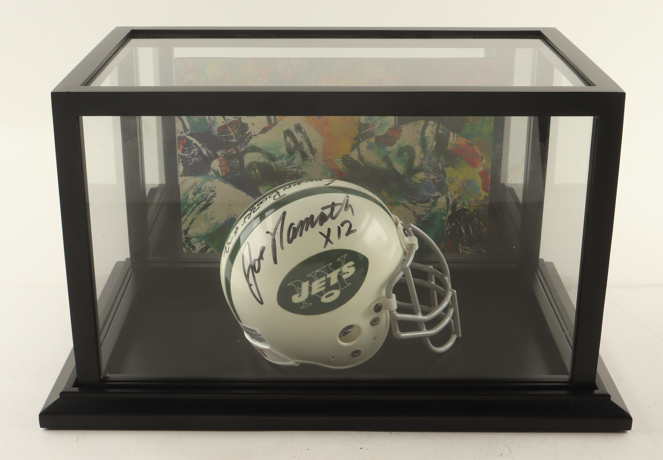 New York Jets Hall Of Famers Mini Helmet Signed by (4) Joe Namath, Don Maynard, & Emerson Boozer with Display Case (PSA) at PristineAuction.com New York Jets Hall Of Famers Mini Helmet Signed by (4) Joe Namath, Don Maynard, & Emerson Boozer with Display Case (PSA) at PristineAuction.com
