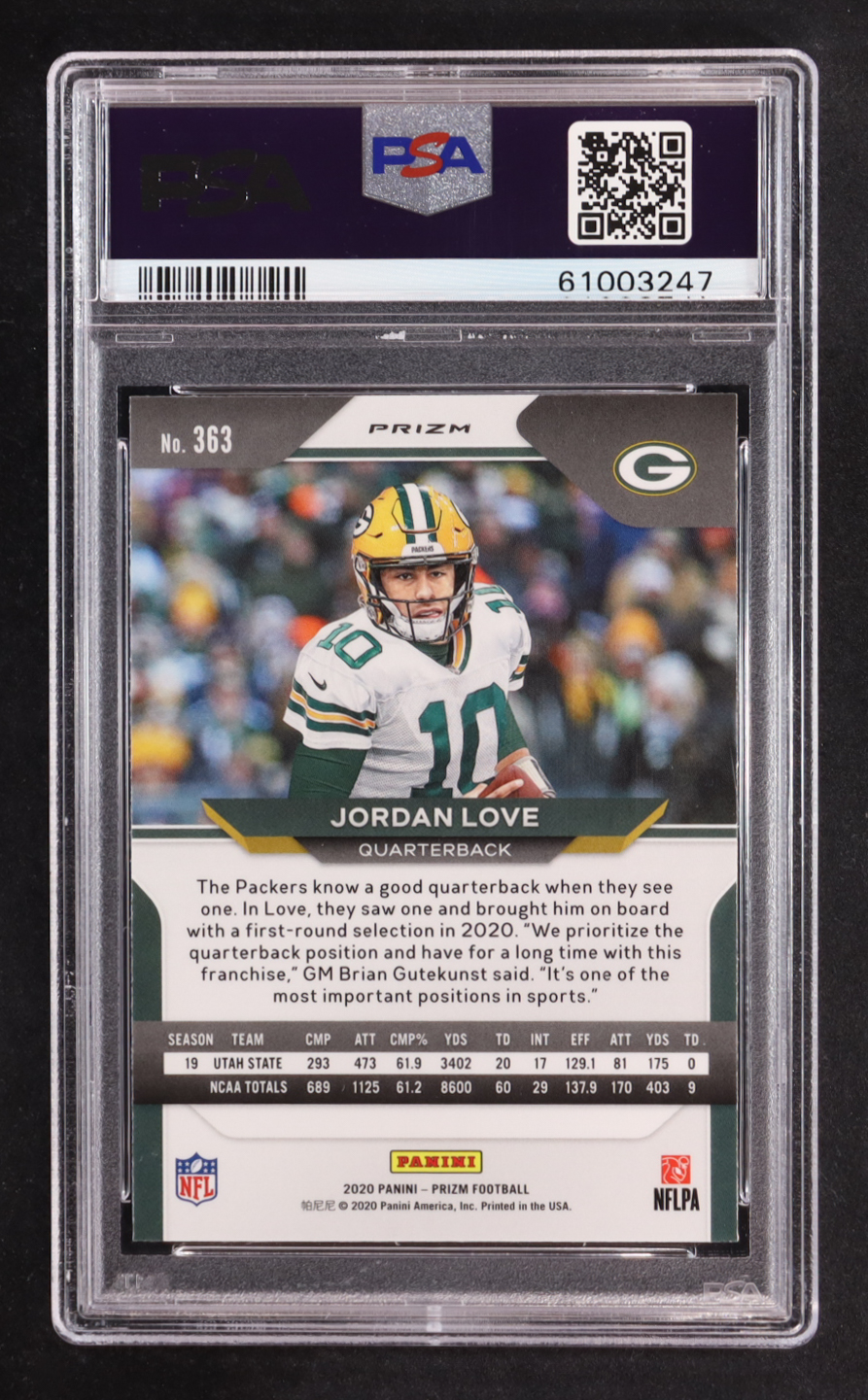 Jordan Love 2020 Panini Prizm Prizms Red White and Blue #363 RC (PSA 10) at PristineAuction.com Jordan Love 2020 Panini Prizm Prizms Red White and Blue #363 RC (PSA 10) at PristineAuction.com