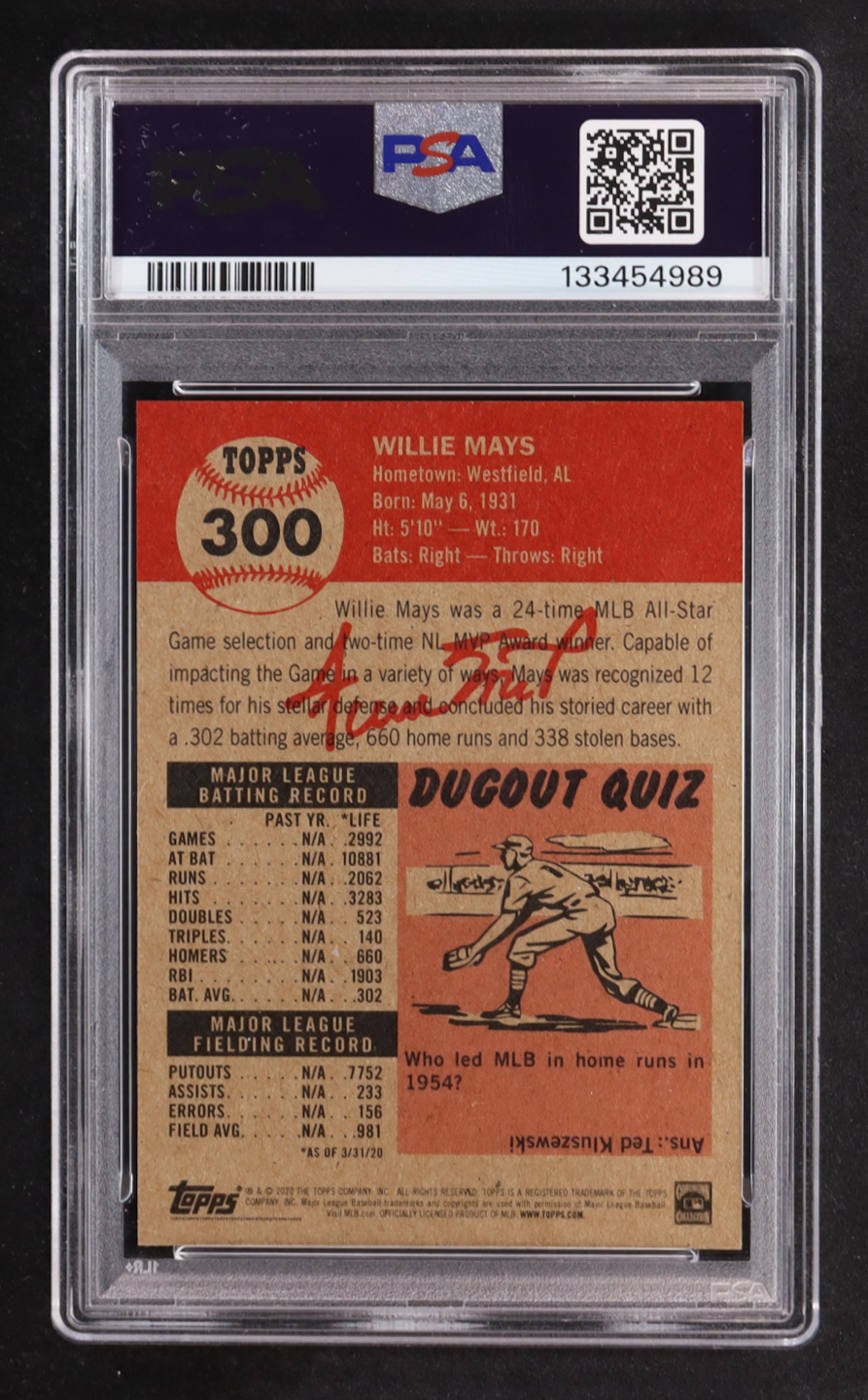 Willie Mays 2020 Topps Living #300 (PSA 10) at PristineAuction.com Willie Mays 2020 Topps Living #300 (PSA 10) at PristineAuction.com