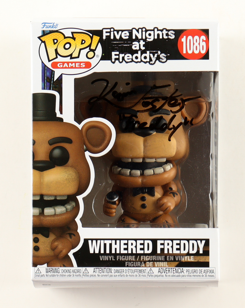 Kevin Foster Signed "Five Nights at Freddy's" #1086 Withered Freddy Funko Pop! Vinyl Figure Inscribed "Freddy" (JSA) at PristineAuction.com Kevin Foster Signed "Five Nights at Freddy's" #1086 Withered Freddy Funko Pop! Vinyl Figure Inscribed "Freddy" (JSA) at PristineAuction.com