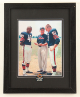 Gayle Sayers, Dick Butkus & George Halas Custom Framed Bears Photo Display with Monsters of the Midway Pin at PristineAuction.com