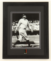 Babe Ruth Custom Framed Yankees Photo Display with Babe Ruth Pin at PristineAuction.com
