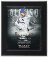 Pete Alonso Mets Custom Framed LE Game-Used Baseball Piece Display (MLB) at PristineAuction.com