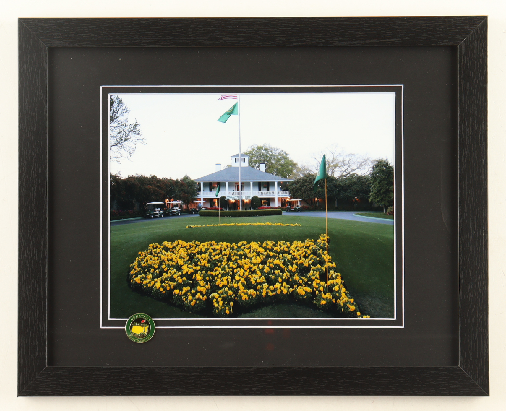 "The Clubhouse at Augusta National Golf Course" Custom Framed Photo Display with Masters Pin at PristineAuction.com "The Clubhouse at Augusta National Golf Course" Custom Framed Photo Display with Masters Pin at PristineAuction.com