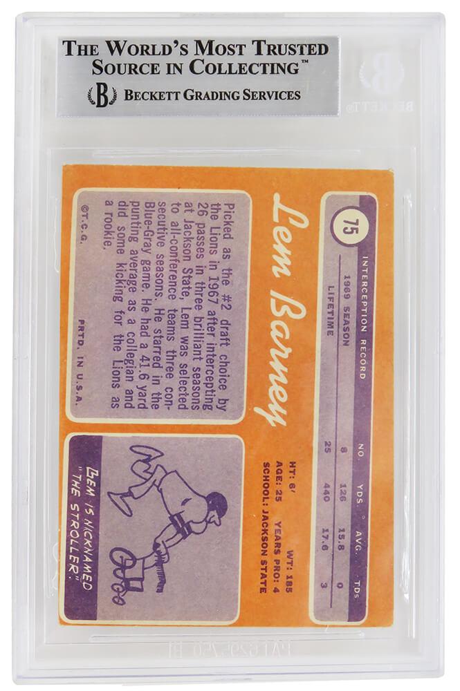 Lem Barney Signed 1970 Topps #75 Inscribed "HOF '92" (BGS) at PristineAuction.com Lem Barney Signed 1970 Topps #75 Inscribed "HOF '92" (BGS) at PristineAuction.com