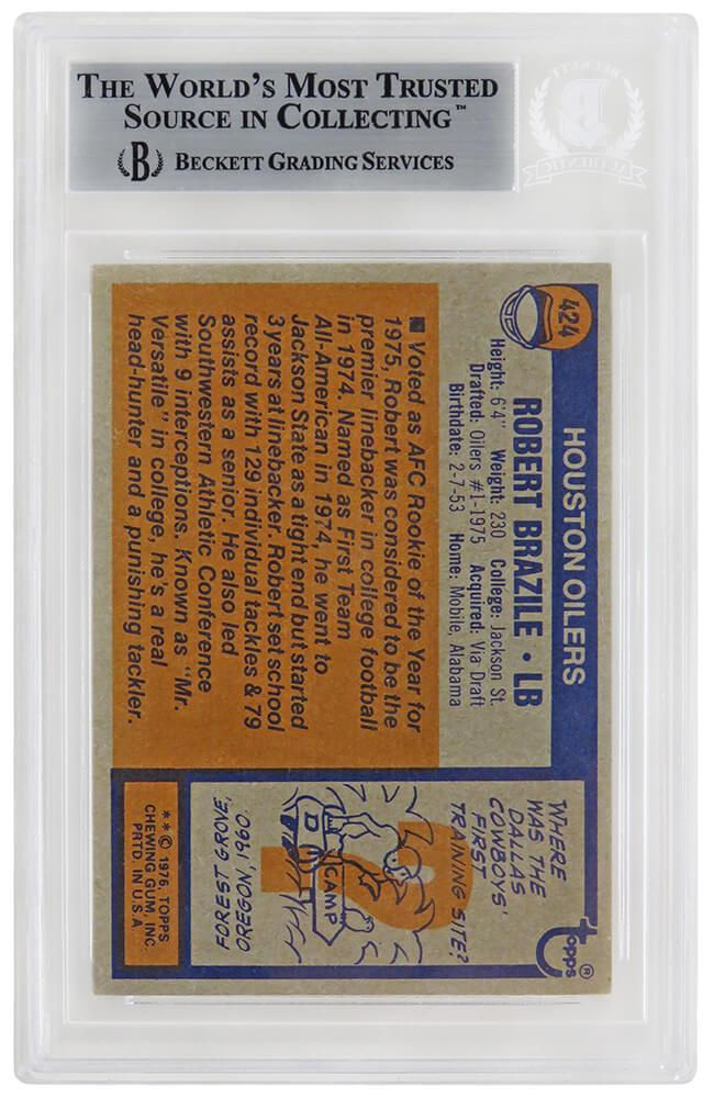 Robert Brazile1976 Topps #424 RC Inscribed "HOF 18" (Beckett) at PristineAuction.com Robert Brazile1976 Topps #424 RC Inscribed "HOF 18" (Beckett) at PristineAuction.com