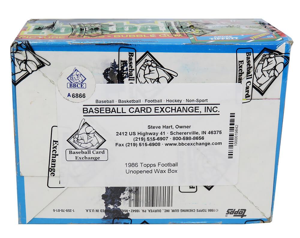 1986 Topps Football Wax Box with (36) Packs (BBCE) at PristineAuction.com 1986 Topps Football Wax Box with (36) Packs (BBCE) at PristineAuction.com