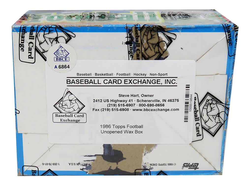 1986 Topps Football Wax Box with (36) Packs (BBCE) at PristineAuction.com 1986 Topps Football Wax Box with (36) Packs (BBCE) at PristineAuction.com