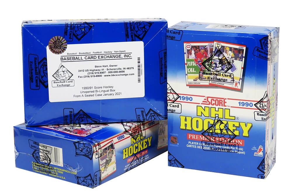 1990-91 Score Canadian Bilingual Hockey Wax Box of (36) Packs (BBCE) at PristineAuction.com 1990-91 Score Canadian Bilingual Hockey Wax Box of (36) Packs (BBCE) at PristineAuction.com
