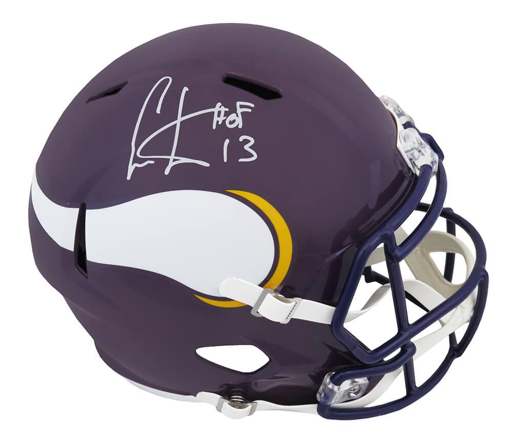 Cris Carter Signed Vikings Full-Size Speed Helmet Inscribed "HOF 13" (Schwartz) at PristineAuction.com Cris Carter Signed Vikings Full-Size Speed Helmet Inscribed "HOF 13" (Schwartz) at PristineAuction.com