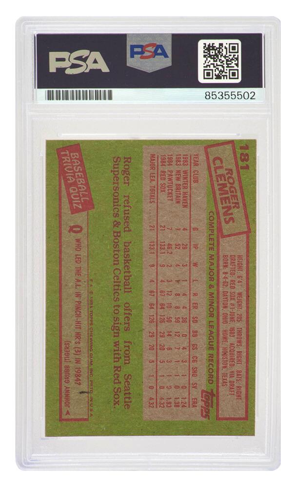 Roger Clemens Signed 1985 Topps #181 RC (PSA) at PristineAuction.com Roger Clemens Signed 1985 Topps #181 RC (PSA) at PristineAuction.com