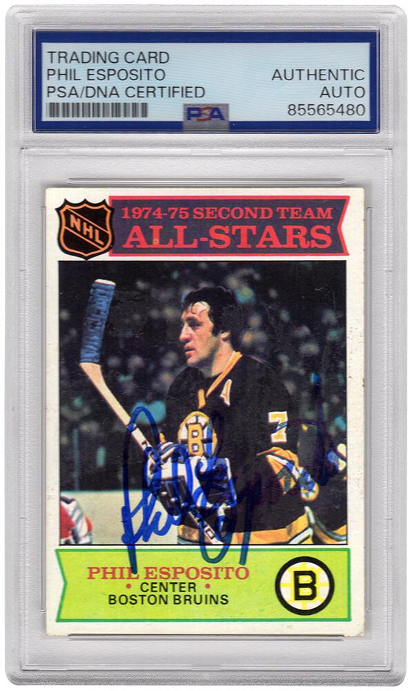 Phil Esposito Signed 1975 Topps #292 (PSA) at PristineAuction.com Phil Esposito Signed 1975 Topps #292 (PSA) at PristineAuction.com