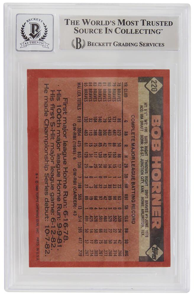 Bob Horner Signed 1986 Topps #220 (BGS | Auto 10) at PristineAuction.com Bob Horner Signed 1986 Topps #220 (BGS | Auto 10) at PristineAuction.com