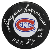 Jacques Laperriere Signed Canadiens Hockey Puck Inscribed "HOF 87" (Schwartz) at PristineAuction.com