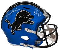 Barry Sanders & Calvin Johnson Signed Lions Full-Size Alternate Speed Helmet (Schwartz) at PristineAuction.com
