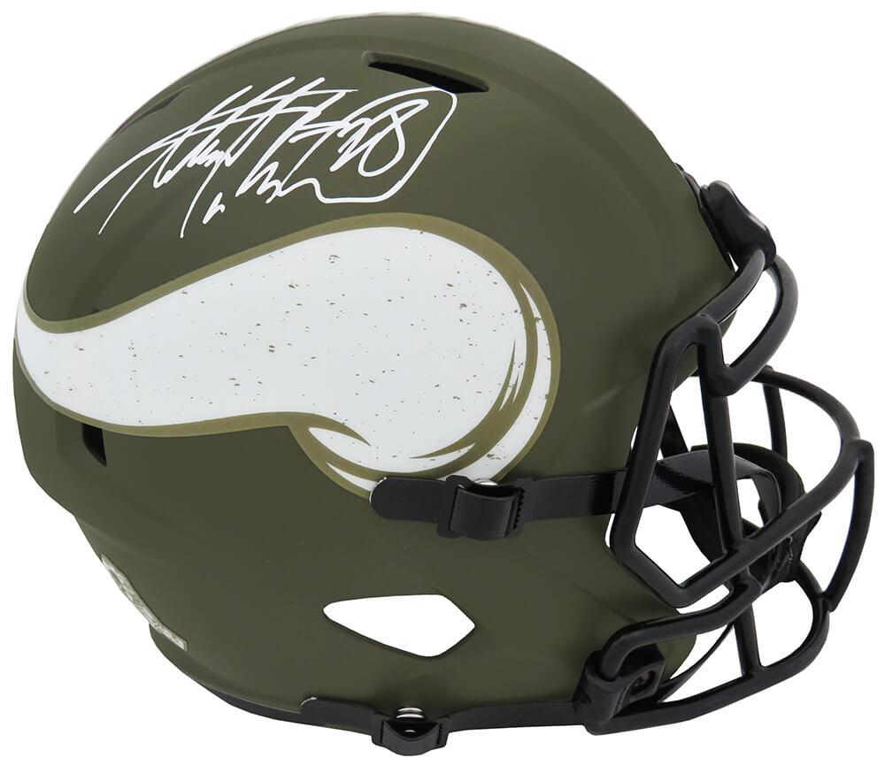 Adrian Peterson Signed Vikings Salute To Service Alternate Full-Size Speed Helmet (Schwartz) at PristineAuction.com Adrian Peterson Signed Vikings Salute To Service Alternate Full-Size Speed Helmet (Schwartz) at PristineAuction.com