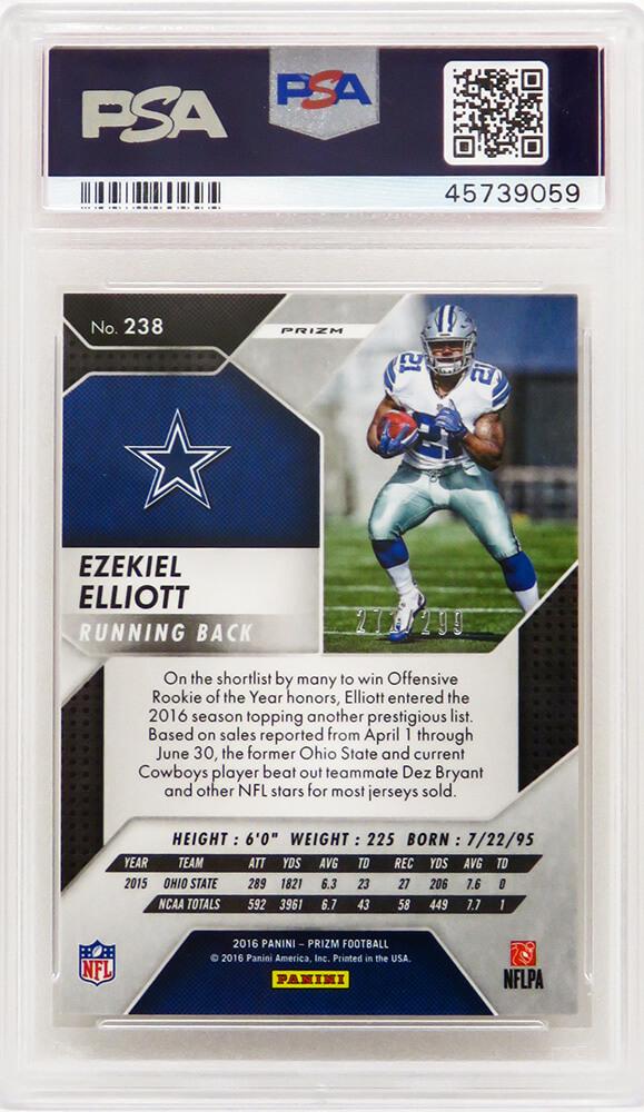 Ezekiel Elliott 2016 Panini Prizm Football Orange Prizm #238 #/299 RC (PSA 10) at PristineAuction.com Ezekiel Elliott 2016 Panini Prizm Football Orange Prizm #238 #/299 RC (PSA 10) at PristineAuction.com