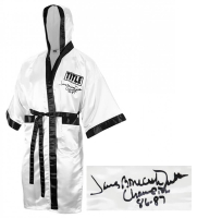 James Smith Signed Title Boxing Robe Inscribed "Bonecrusher, Champ 86-87" (Schwartz) at PristineAuction.com