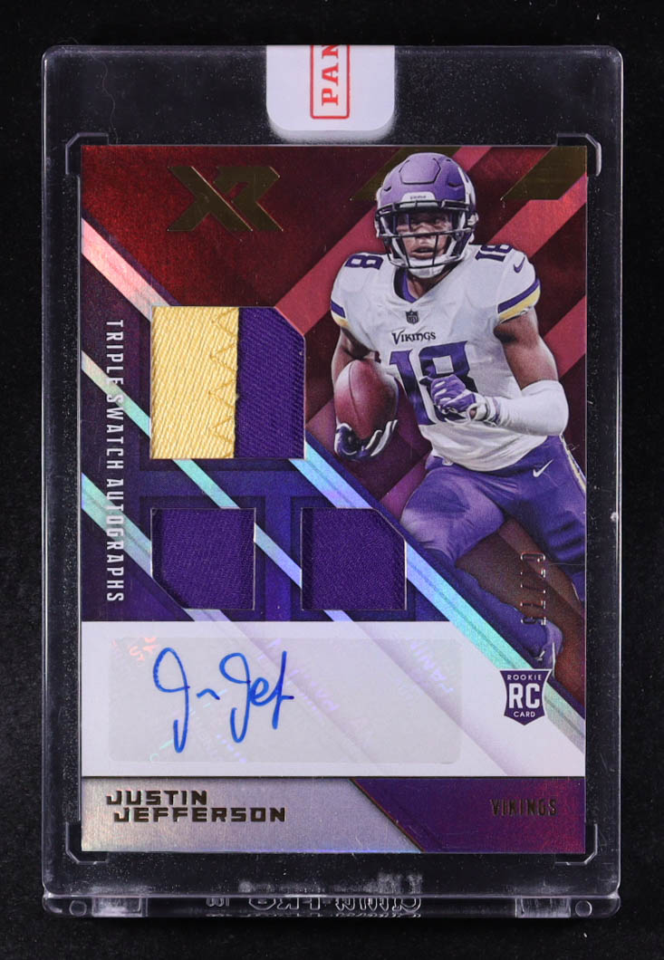 Justin Jefferson 2020 Panini XR Triple Swatch Autographs #211 RC #67/75 at PristineAuction.com Justin Jefferson 2020 Panini XR Triple Swatch Autographs #211 RC #67/75 at PristineAuction.com