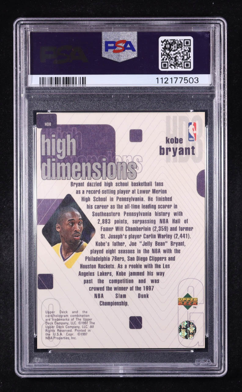 Kobe Bryant 1997 Upper Deck Dimensions #HD-8 #1161/2000 (PSA 8) at PristineAuction.com Kobe Bryant 1997 Upper Deck Dimensions #HD-8 #1161/2000 (PSA 8) at PristineAuction.com
