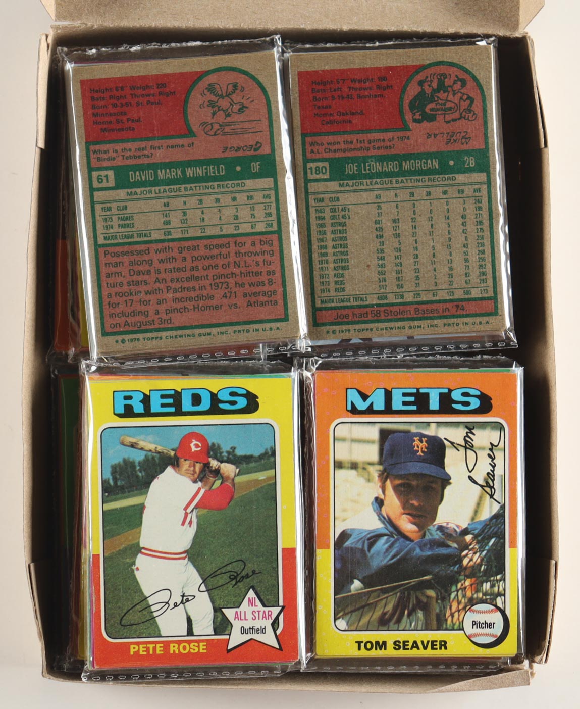 1975 Topps Baseball Cello Fun Pack Vending Box with (20) Packs at PristineAuction.com 1975 Topps Baseball Cello Fun Pack Vending Box with (20) Packs at PristineAuction.com