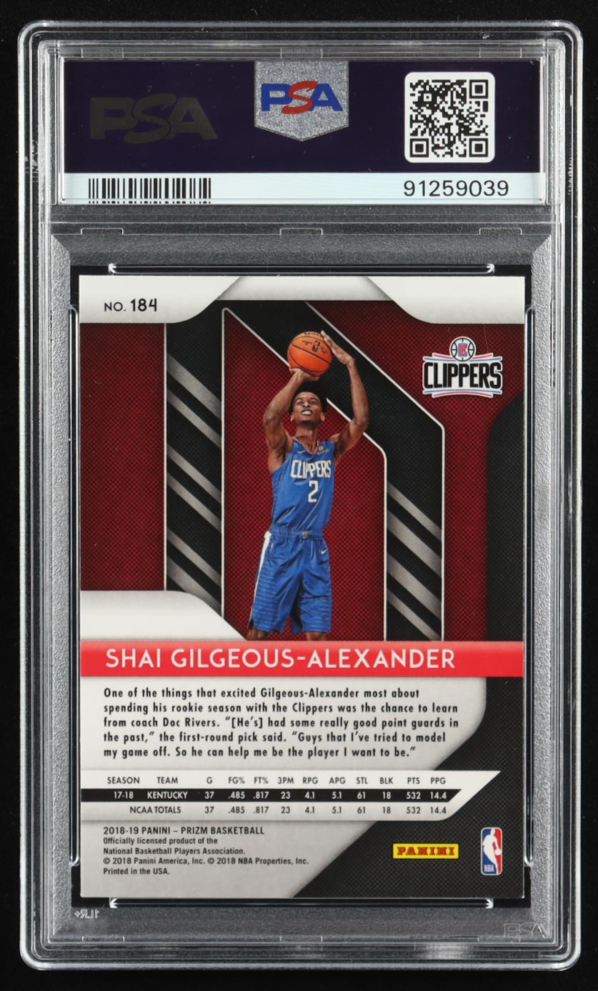 Shai Gilgeous-Alexander 2018-19 Panini Prizm #184 RC (PSA 9) at PristineAuction.com Shai Gilgeous-Alexander 2018-19 Panini Prizm #184 RC (PSA 9) at PristineAuction.com