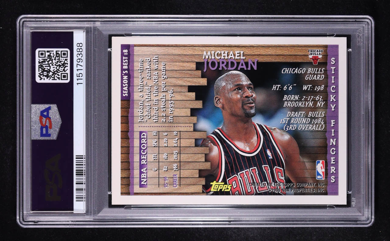 Michael Jordan 1996 Topps Season's Best Sticky Fingers #18 (PSA 7) at PristineAuction.com Michael Jordan 1996 Topps Season's Best Sticky Fingers #18 (PSA 7) at PristineAuction.com