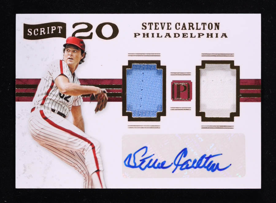 Steve Carlton 2016 Panini Pantheon Script 20 Materials Gold #14 #2/5 at PristineAuction.com Steve Carlton 2016 Panini Pantheon Script 20 Materials Gold #14 #2/5 at PristineAuction.com