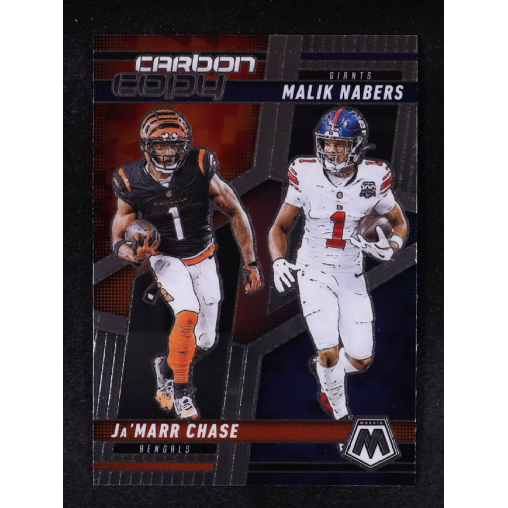 Ja'Marr Chase / Malik Nabers 2025 Panini Mosaic Carbon Copy #7 at PristineAuction.com