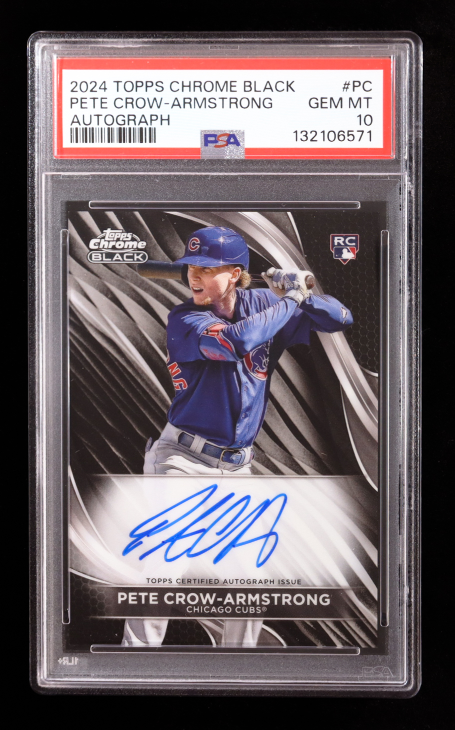 Pete Crow-Armstrong 2024 Topps Chrome Black Autographs #CBAPC RC (PSA 10) at PristineAuction.com Pete Crow-Armstrong 2024 Topps Chrome Black Autographs #CBAPC RC (PSA 10) at PristineAuction.com