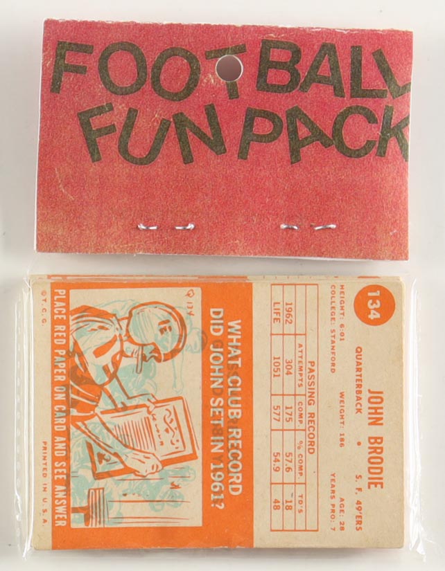 1963 Topps Football Card Fun Pack with (10) Cards at PristineAuction.com 1963 Topps Football Card Fun Pack with (10) Cards at PristineAuction.com