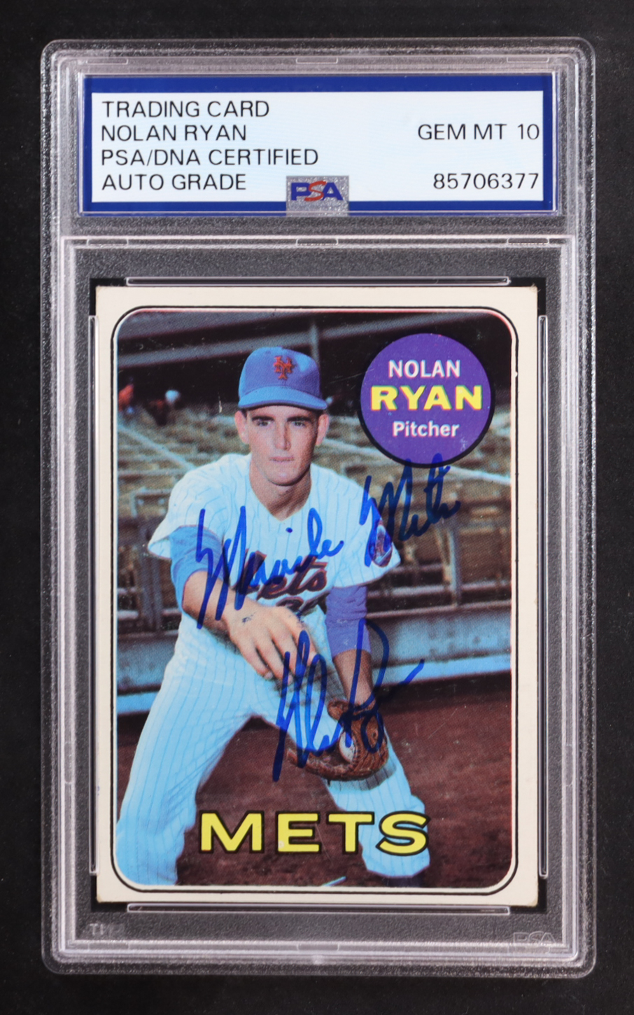 Nolan Ryan Signed 1969 Topps Inscribed "Miracle Mets" #533 (PSA | Autograph Graded PSA 10) at PristineAuction.com Nolan Ryan Signed 1969 Topps Inscribed "Miracle Mets" #533 (PSA | Autograph Graded PSA 10) at PristineAuction.com