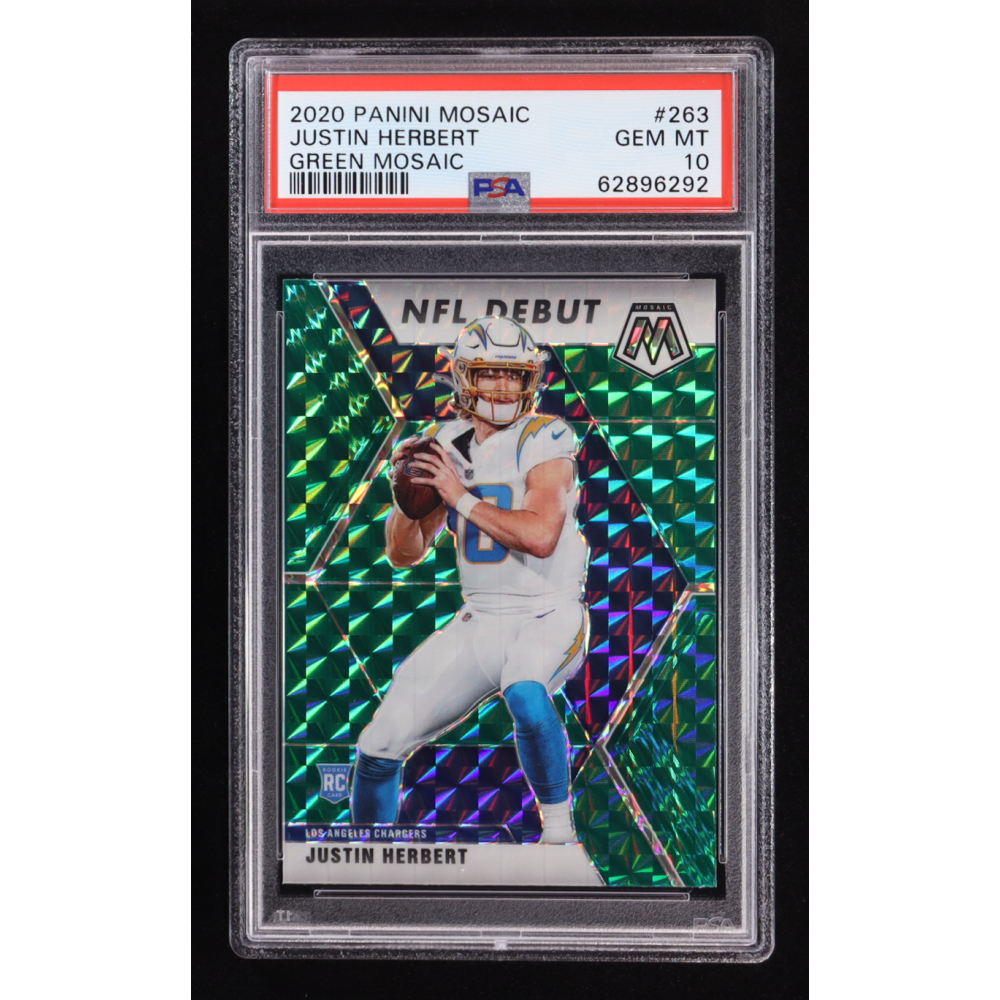 Justin Herbert 2020 Panini Mosaic Mosaic Green #263 DEB RC (PSA 10) at PristineAuction.com